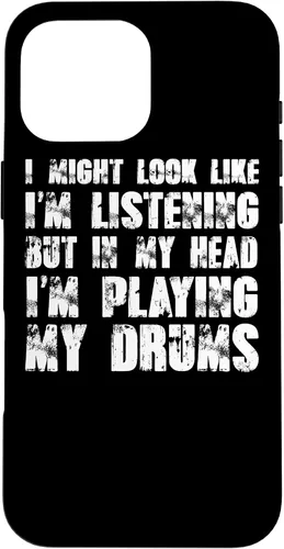 Vista 19 de iPhone 12/12 Pro Might Look Like I'm Listening Playing Drums - Estuche divertido para batería