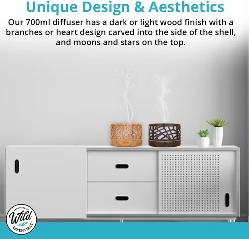 Vista 4 de Wild Essentials - Difusor de aceite esencial de diseñador de 23.7 fl oz para habitación grande, vaporizador ultrasónico de aromaterapia 5 en 1