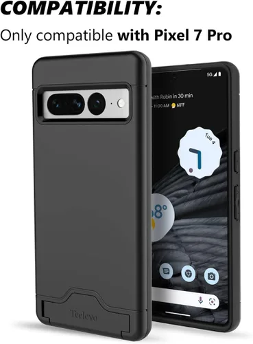 Vista 2 de Funda tipo cartera para Google Pixel 7 Pro, funda de doble capa con ranura para tarjeta y soporte para Google Pixel 7 Pro - Negro
