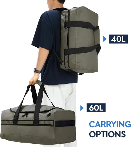 Vista 5 de Haimont Mochila de lona para gimnasio, bolsa de lona para hombre, grandes bolsas deportivas con correas de mochila para senderismo, viajes