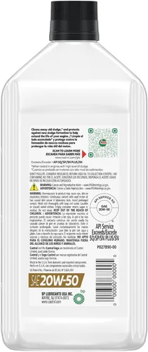 Vista 4 de Castrol GTX 20W-50 Aceite de motor convencional, 1 cuarto de galón, paquete de 6
