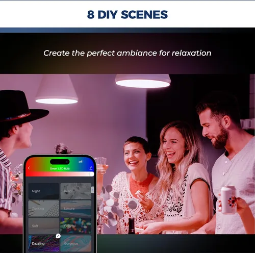 Vista 6 de Lightinginside Bombillas inteligentes equivalentes a 60 W, bombilla inteligente WiFi de 800 lúmenes, 9 W, compatible con Alexa/Google Assistant