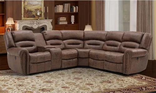 Vista 29 de EBELLO Silla reclinable manual de cuero sintético, silla reclinable individual clásica con cómodo apoyabrazos y respaldo, mueble para sala de estar