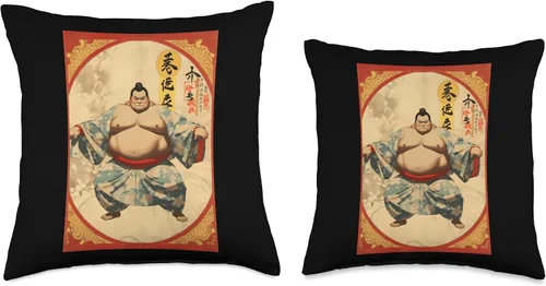 Vista 3 de Sumo Wrestler I Love Japanese Sumo Vintage Art Throw Pillow