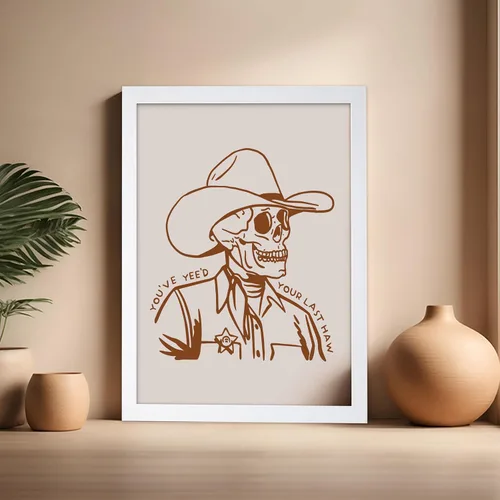 Vista 135 de Poster Master Póster de You've Yeed Your Last Haw - Impresión retro de vaquero marrón - Arte occidental - Arte moderno - Arte del salvaje oeste