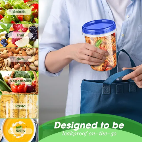 Vista 6 de 24 recipientes de almacenamiento de alimentos de 32 onzas con tapas giratorias superiores, recipientes de plástico reutilizables para alimentos