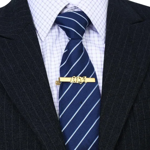 Vista 2 de Clip de corbata personalizado con nombre personalizado para hombre, joyería de boda, regalos para novio, padre, iniciales personalizadas, barra