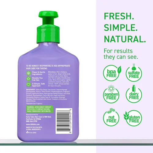 Vista 3 de TBH Acondicionador para adolescentes y niños, acondicionador hidratante ligero y desenredante para cabello seco, graso, fino, rizado y todo