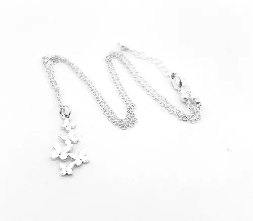 Vista 2 de Butterfly Cluster Sterling Silver Charm Necklace Milkweed