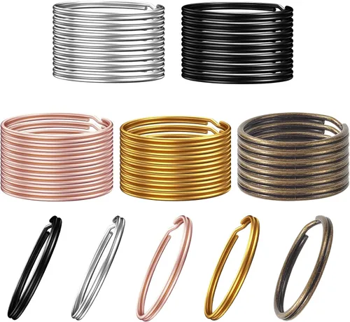 Vista 12 de 200 piezas de llaveros, anillos divididos a granel para llavero y manualidades (bronce)