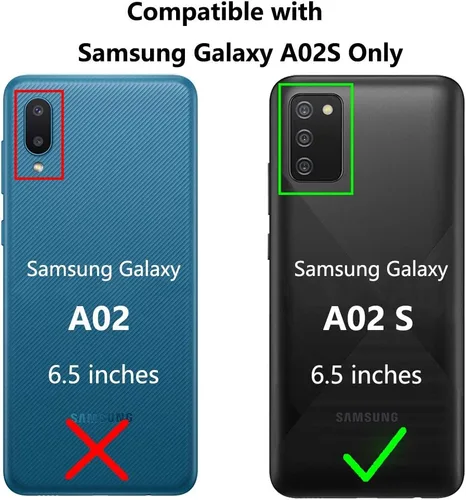 Vista 2 de Funda para Samsung A02S, con protector de pantalla, grado militar, 16 pies, probada contra caídas con soporte magnético, funda protectora