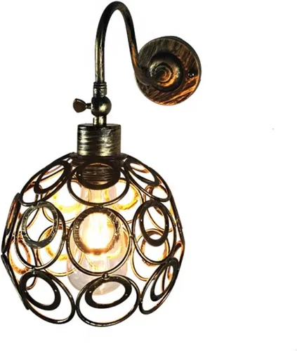 Vista 8 de Wall Lamp American Country Industrial Wind Wrought Iron Retro Small Iron Cage Cyber Bar Bedside Aisle Lamps,Modern Decor