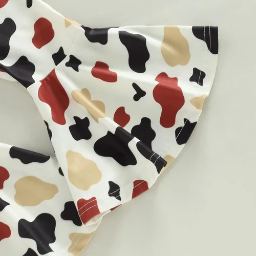 Vista 14 de Conjunto de ropa de bebé occidental para niñas, con estampado de vaca, pantalón y diadema