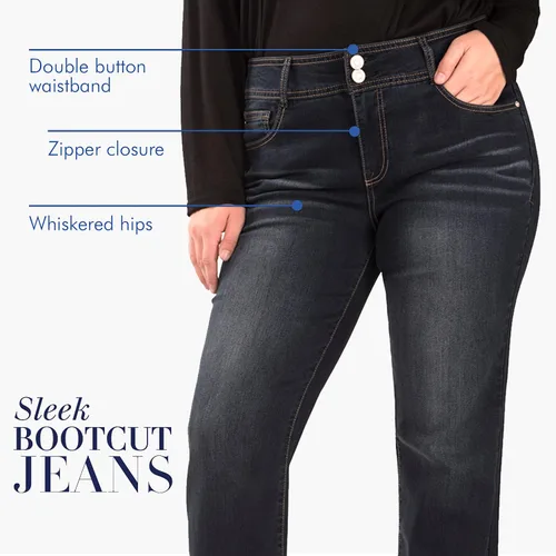 Vista 4 de Angels Forever Young Women's Curvy Bootcut Mid-Rise Jeans (Standard and Plus)