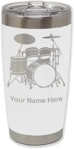 Vista 29 de LaserGram Vaso aislado al vacío de 20 onzas, juego de batería, grabado personalizado incluido (negro)
