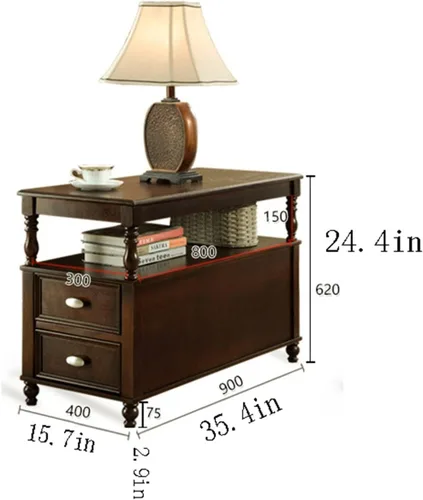 Vista 2 de HIHELO Mesa auxiliar rectangular para sala de estar, sofá, mesa auxiliar para sala de estar, sofá, mesa auxiliar pequeña para dormitorio, cajón