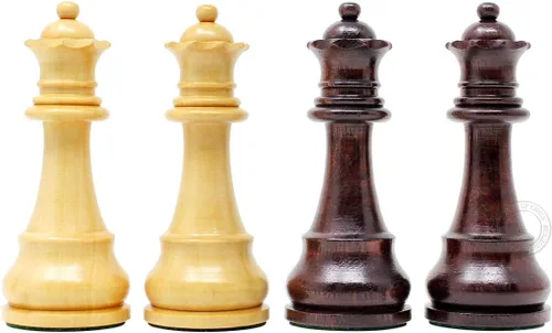 Vista 4 de House of Chess - Piezas de juego de ajedrez para torneos - Piezas únicas de ajedrez Staunton Ringy Rosewood/Boj - Altura del rey: 3.75" (95 mm) - 2