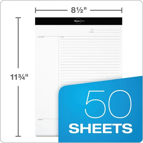Vista 3 de TOPS FocusNotes - Bloc legal para tomar notas, 8-1/2 x 11-3/4 pulgadas, blanco, 50 hojas (77103), paquete de 6