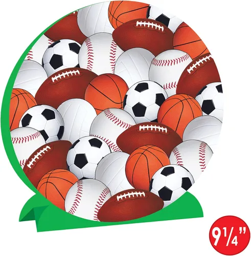 Vista 2 de Beistle Centro de mesa deportivo 3D, 9.25 pulgadas de alto, decoración de mesa atlética de fútbol, baloncesto, voleibol, fútbol, béisbol