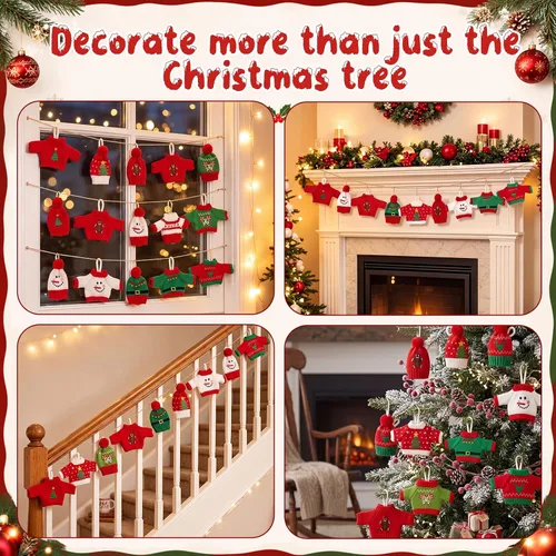 Vista 7 de 14 adornos de suéter feo para decoración de árbol de Navidad