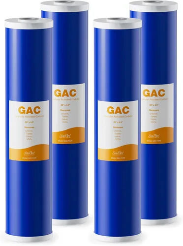 Vista 26 de SimPure Cartuchos de filtro de agua para toda la casa, 5 micrones, 10" x 4.5", CTO+GAC/KDF, juego de filtros de carbono y metales pesados de 2