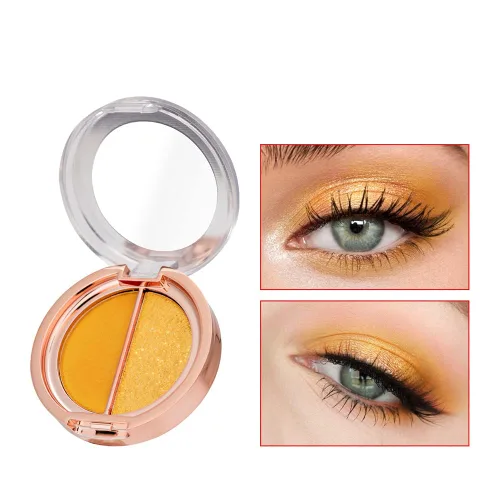 Vista 10 de sombra de ojos de doble color, paleta de maquillaje de ojos de alto pigmento, polvo de sombra de ojos metálico brillante mate, maquillaje de ojos