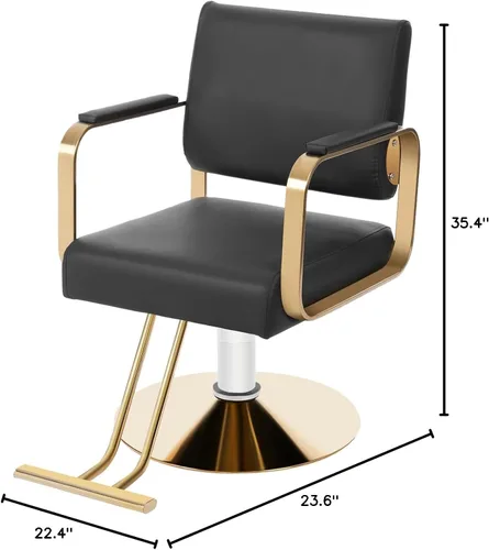 Vista 2 de Silla de salón para estilista, silla de peluquería hidráulica con giro de 360°, silla de estilo ajustable en altura para peluquería, salón de Negro