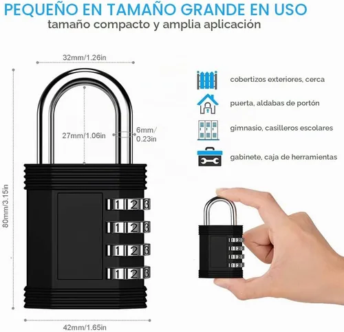 Vista 3 de ZHEGE Cerraduras de casillero con código, cerradura de almohadilla