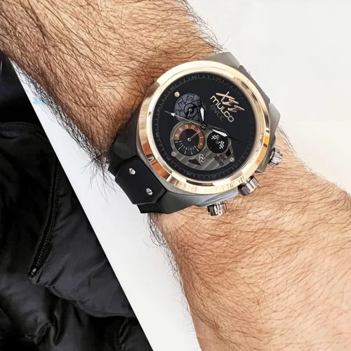Vista 6 de MULCO Reloj para hombre Kripton de acero inoxidable con correa de silicona Movimiento cronógrafo de cuarzo Pantalla analógica premium, resistente al