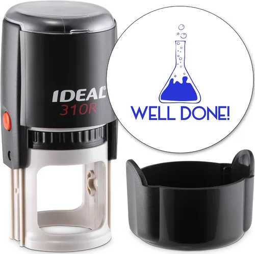 Vista 69 de MaxMark Sello autoentintado redondo para profesor, un placer enseñar, serie jumbo, estilo TS301 con tinta azul