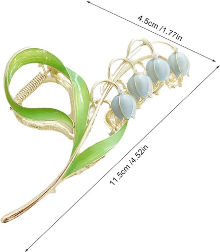 Vista 2 de Lily of the Valley - Accesorios para el cabello con flores, horquillas de metal, pinzas para cabello grueso y fino