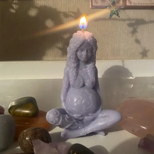 Vista 8 de Molde de vela Gaia de gran tamaño, moldes de silicona para velas de la madre de la tierra, molde de bricolaje Gaia para velas decoradas, molde