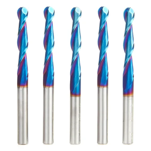 Vista 12 de Amana Tool 46286-K Brocas de enrutador CNC en espiral de corte de carburo para plástico, madera 2D/3D tallado 3.6 grados punta de bola de ángulo