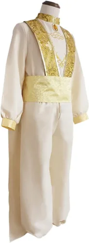 Vista 2 de GWOKDAN Disfraz de príncipe árabe, uniforme de cuento de hadas, trajes de Halloween, conjunto completo con sombrero