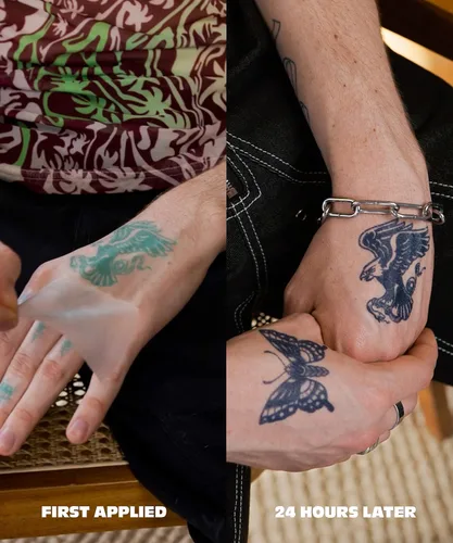 Vista 2 de Inkbox Tatuajes temporales, tatuaje semipermanente, un tatuaje de alta calidad, fácil de larga duración, resistente al agua con tinta For Now – Dura