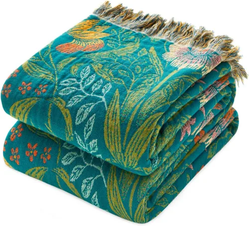 Vista 36 de Manta Bohemia – Manta suave 100% algodón para cama, 60"x80", reversible, transpirable, ligera, para otoño, todas las estaciones, decoración de casa