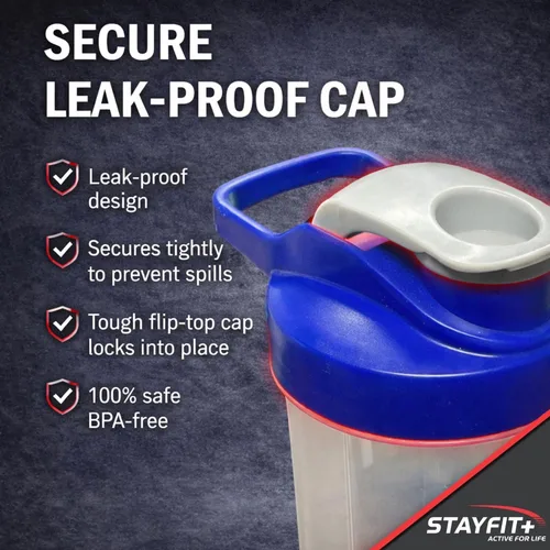 Vista 4 de Stayfit Classic Loop Top - Botella mezcladora de proteínas, 24 onzas, paquete de 3.