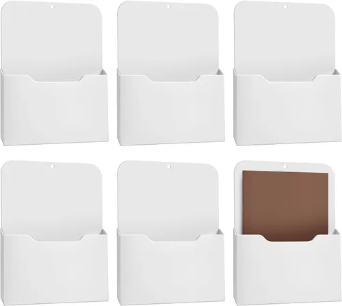 Vista 10 de Epakh Paquete de 6 soportes magnéticos para archivos, organizador de papel magnético montado en la pared, bolsillos de almacenamiento para revistas