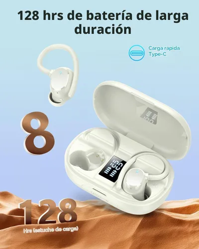 Vista 2 de Auriculares inalámbricos Bluetooth deportivos 2026 con Bluetooth 5.3, 128 horas de reproducción con pantalla LED, potentes graves sobre la oreja