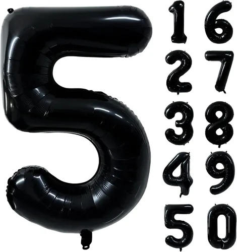 Vista 142 de Globos gigantes de helio de aluminio de 40 pulgadas, color negro, globos digitales grandes del número 0 para decoración de fiesta de cumpleaños