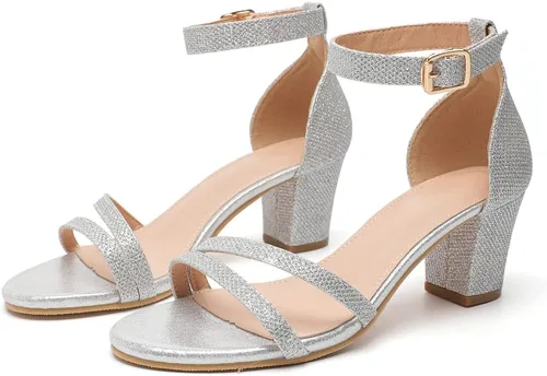 Vista 5 de kkdom Sandalias de tacón grueso con puntera abierta para mujer, sandalias sexis cómodas y elegantes para verano, para fiestas, citas, trabajo diario