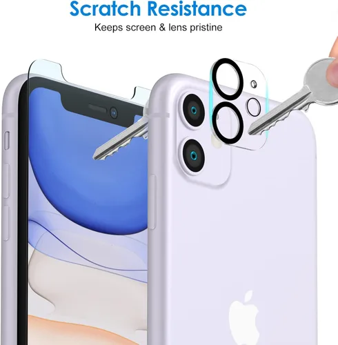 Vista 5 de JETech Protector de pantalla para iPhone 11 de 6.1 pulgadas con protector de lente de cámara, película de vidrio templado, paquete de 2