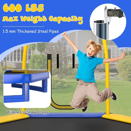 Vista 6 de Giantex - Trampolín para niños de 7 pies con escalera, tobogán, pelotas marinas, trampolín recreativo aprobado por ASTM con red y cubierta de resorte