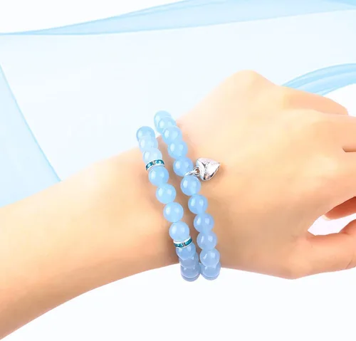 Vista 7 de 2 pulseras de cuentas naturales para mujer, gemas semipreciosas, pulseras de cristal curativo de 0.315 in con tarjetas, pulsera elástica ajustable