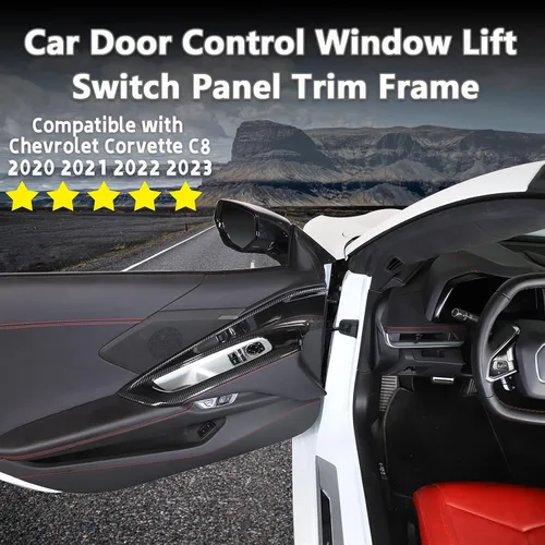 Vista 2 de Sekhyna Cubierta interior de la manija de la puerta del automóvil compatible con Chevrolet Corvette C8 Stingray 2020-2024 ABS 2020-2024, 2 piezas
