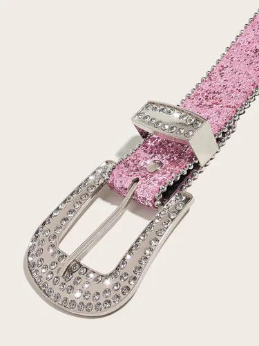 Vista 4 de Cinturón de mujer con diamantes de imitación para mujer, vaquera occidental, con diamantes de cristal, tachuelas, correa de lujo
