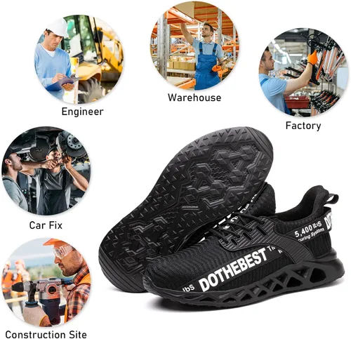 Vista 7 de Furuian - Zapatos de punta de acero para hombre y mujer ligeros indestructibles a prueba de pinchazos cómodos zapatos de seguridad para uso