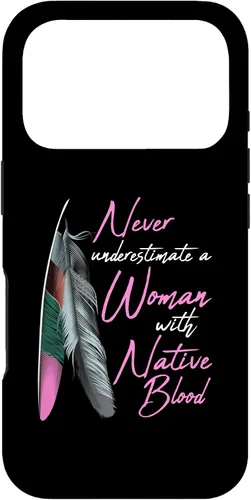 Vista 30 de Funda para iPhone 17 con texto en inglés "Native American Indian A Woman with Native Blood