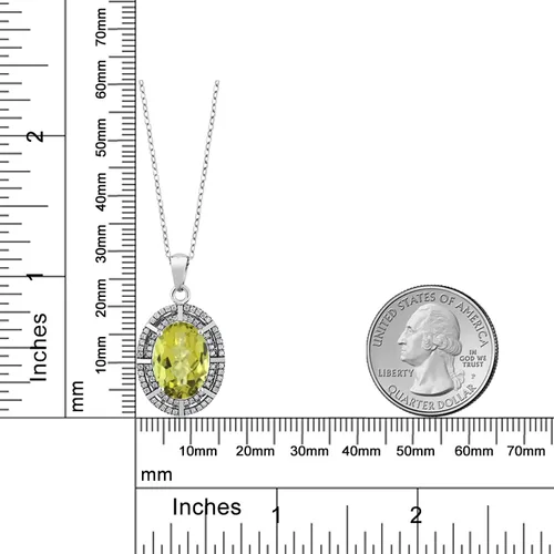 Vista 34 de Gem Stone King Collar con halo de dos filas de 5 a 10 quilates con piedra natal ovalada de 0.55 x 0.39 pulgadas en plata de ley 925 Collar