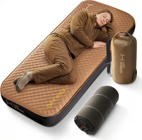 Vista 13 de Lost Horizon Option3 - Colchón de espuma autoinflable para camping, cuna, 4.5 pulgadas Comodidad de aire y espuma, firmeza ajustable, aislamiento